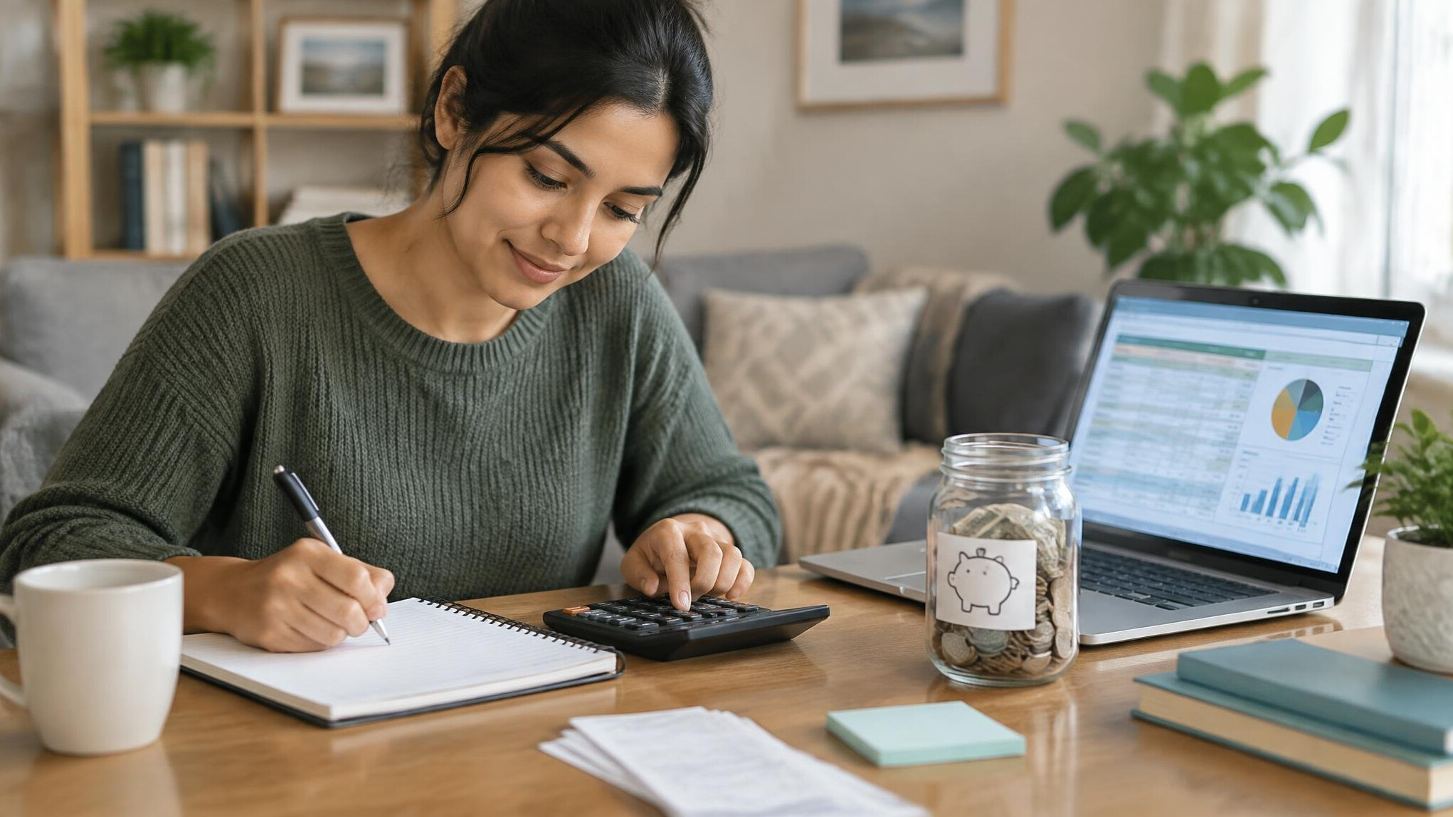 person budgeting at home