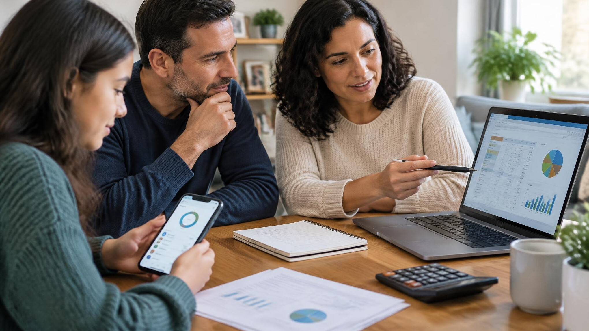 family discussing finances