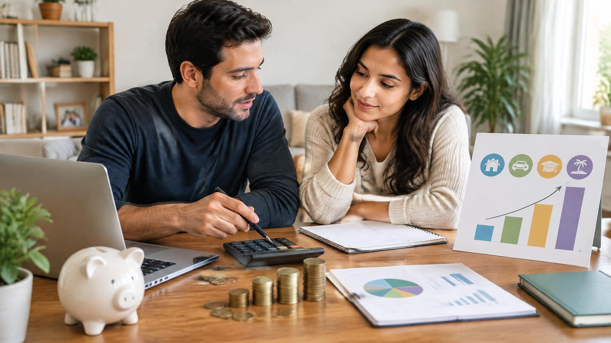 couple discussing savings goals